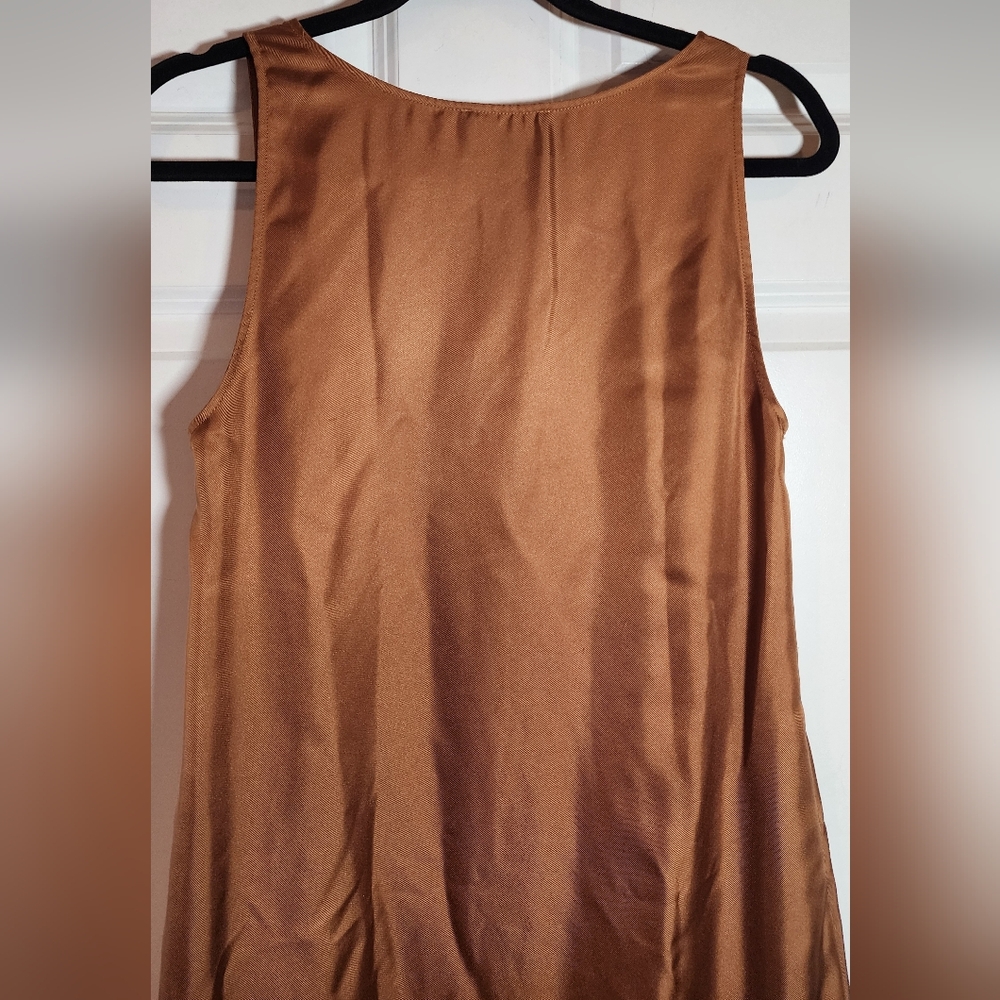 Loulou De Saison Nada Bronze Brown Sleeveless Maxi Dress 100% Silk Small - Picture 7 of 10